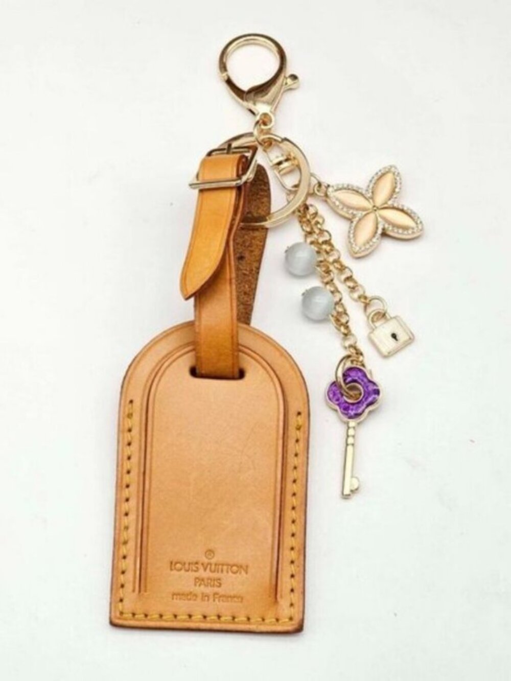 Authentic Louis Vuitton Luggage Tag with Unbranded Keycharm, Keychain